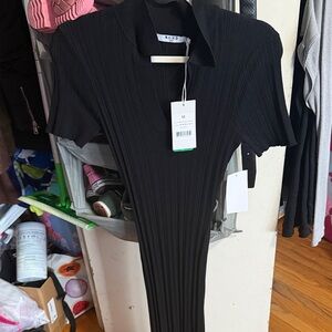 NA-KD Black Ribbed Midi Dress